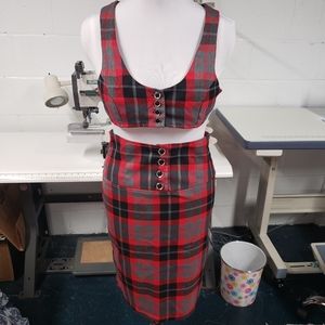 Seductions Size Medium Plaid Vest and Skirt Combo